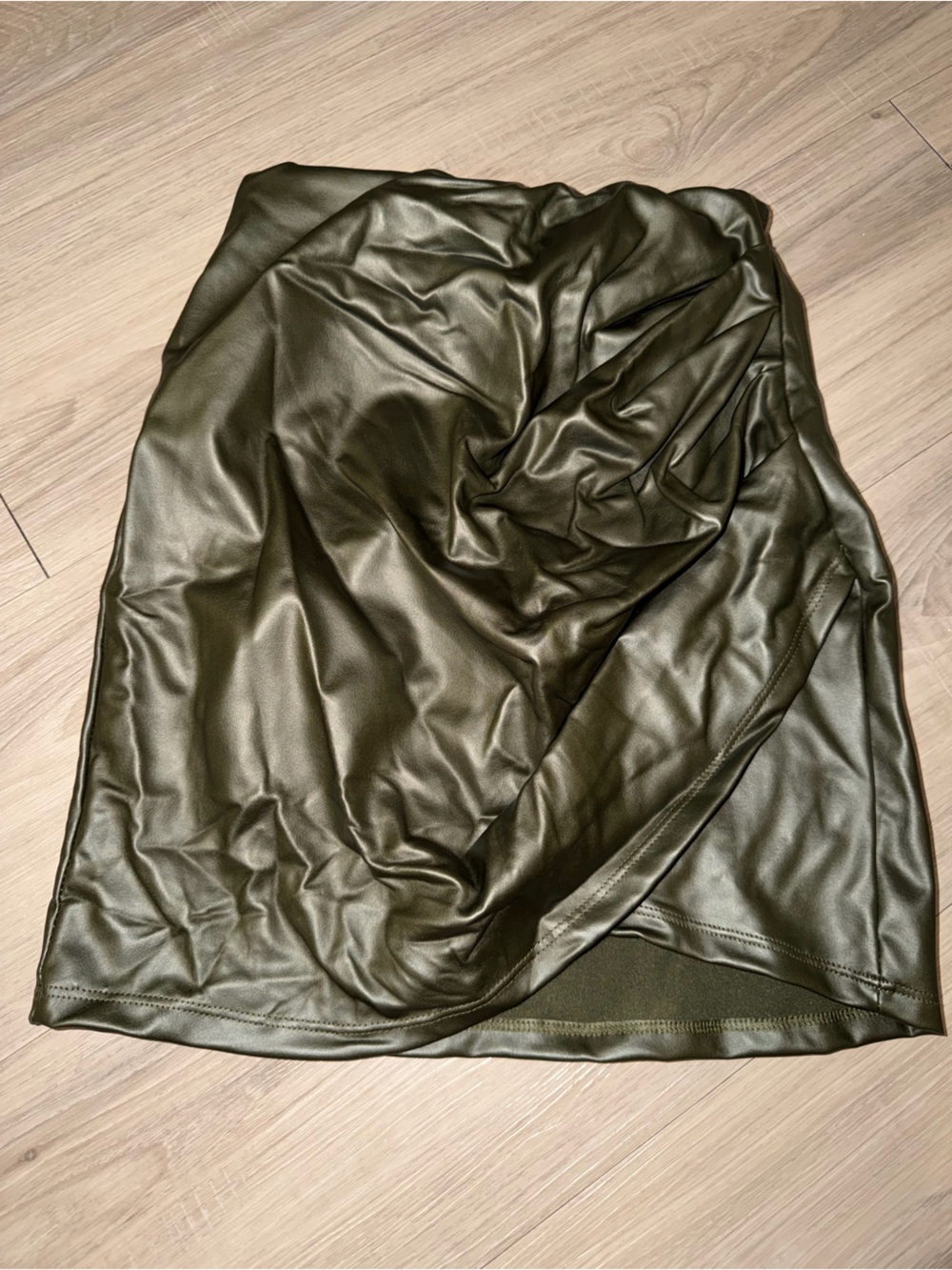 Windsor Olive Faux Leather Pencil Skirt